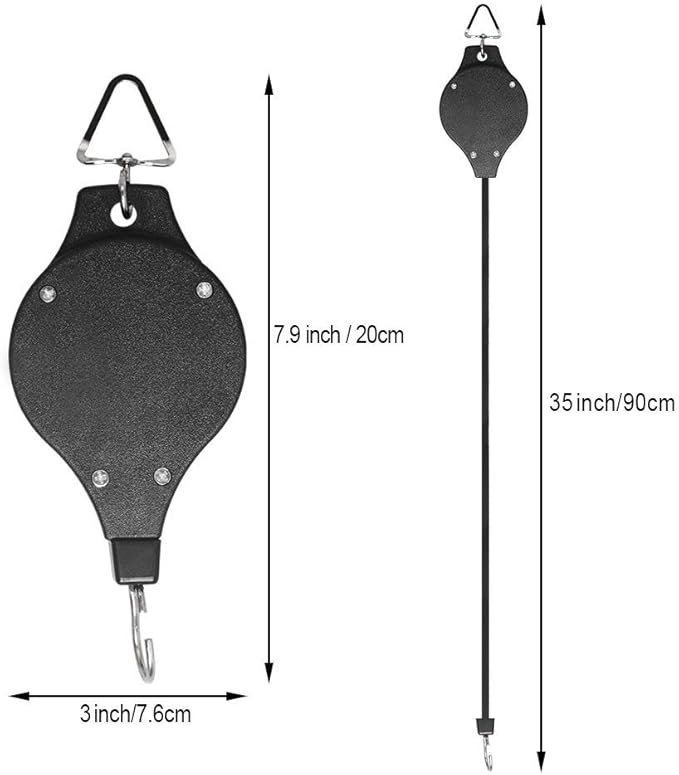 Pack Plant Hook Pulley, Retractable Plant Hanger Easy Reach Hanging Flower Basket for Garden Baskets Pots and Birds Feeder Hang High up and Pull Down to Water Or Feed (Black 6Pack)