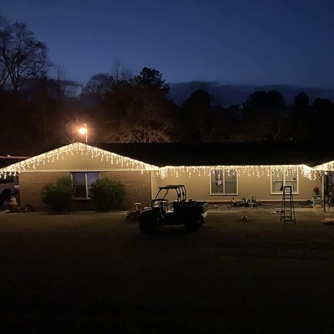 YASENN Bluetooth APP Icicle Lights LED Christmas String Light Icicle Style 300 LED 30ft Fairy Lights 60 Drops Icicle Lights for Indoor Outdoor Decorations(Warm White)