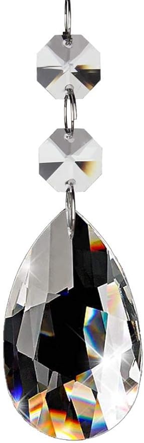 Fushing 20Pcs Chandelier Crystals, Clear Teardrop Crystal Chandelier Pendants Parts Beads, Hanging Crystals for Chandeliers (63mm, Clear)