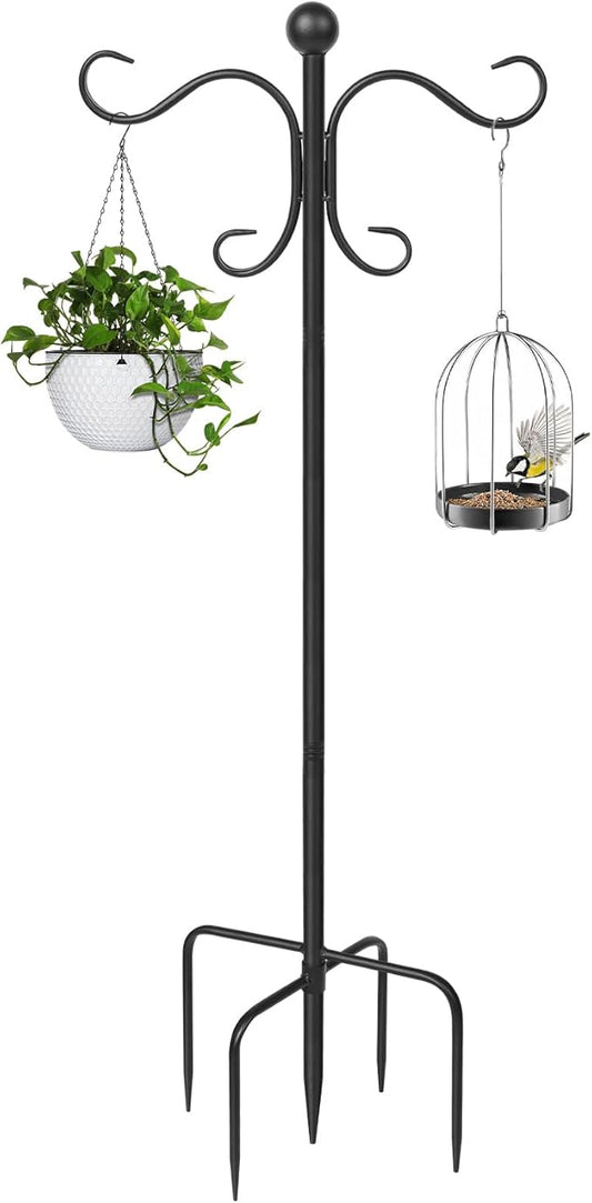 76 Inch Adjustable Double Shepherds Hooks for Outdoor Heavy Duty, Two Sided Garden Bird Feeder Pole for Hanging Plant Baskets, Solar Lights, Weddings Decor