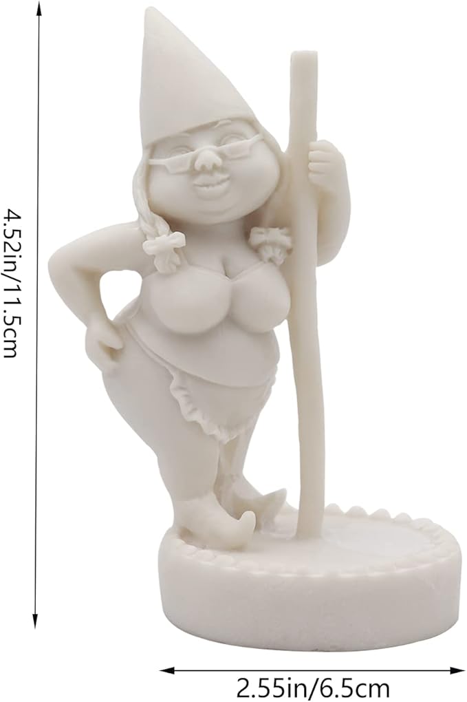 Unpainted Pole Dancing Gnome Statue, DIY Paint Your Own Gnome, Unpainted DIY Gnome Figurines for Kids and Adults, Funny Outdoor Gnome Figure, Dancing Lady Gnome Statue(4.6"/12 cm)