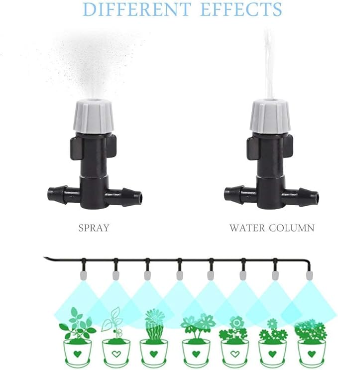 Plastic Mist Misting Nozzle Sprinkler Tee Joints for Misting Watering Plant Flower Cooling System Home Garden Irrigation, 20pcs