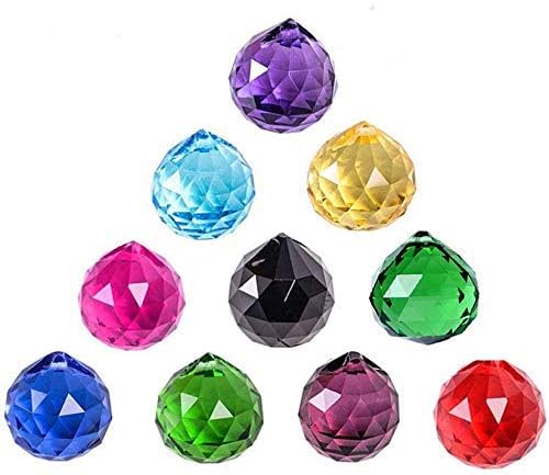 MerryNine 40mm Mixed Colorful Crystal Ball Prism with Drilled Hole Sun Shine Catcher Rainbow Pendants Maker, Hanging Crystals Prisms for Windows, for Feng Shui, for Gift(PrismBall-40mm Colorful)