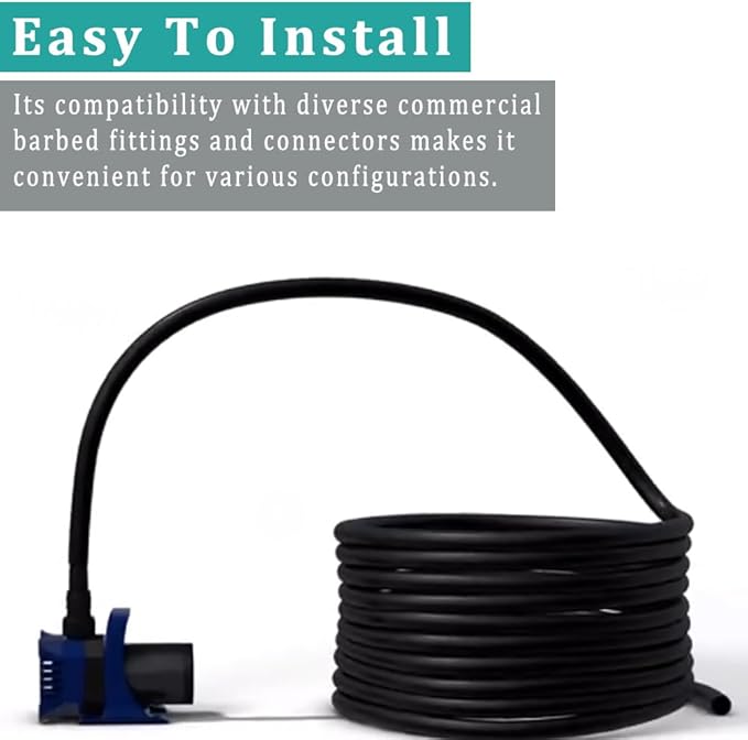 Black Vinyl Tubing 5/8” ID × 4/5” OD - 50 Feet PVC Flexible Plastic Tube Hybrid Hose, Transfer Water Air Oil for Pond Fountain Garden, Non-toxic and BPA free