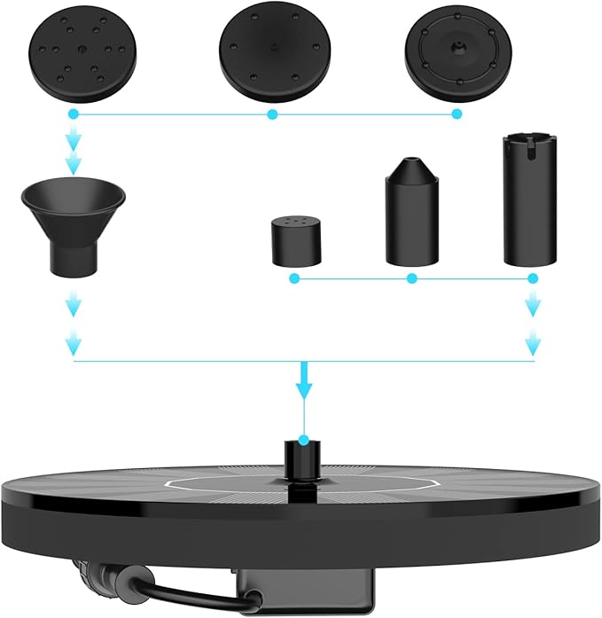 Solar Fountain Pump for Bird Bath, 1.4W Water Fountain with 6 Nozzles Solar Powered Fountain Pump for Bird Bath, Garden, Pond, Pool, Outdoor