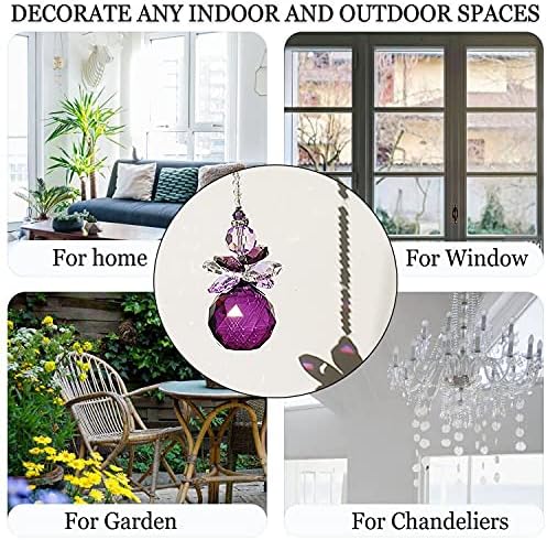 H&D Hanging Crystal Angel Suncatcher Rainbow Maker Guardian Angel Ornament for Home Window Decor (Purple)