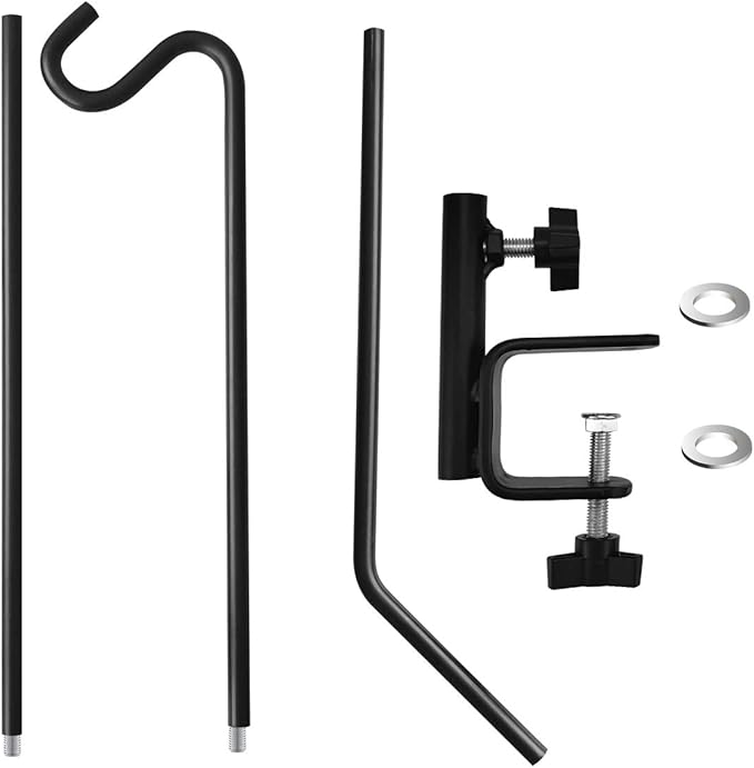 MIXXIDEA 2 Packs Heavy Duty Deck Rail Pole Deck Hook, Extensible and Adjustable Deck Hook for Hanging Bird Feeder, Plants, Suet Baskets,Wind Chimes,Lanterns