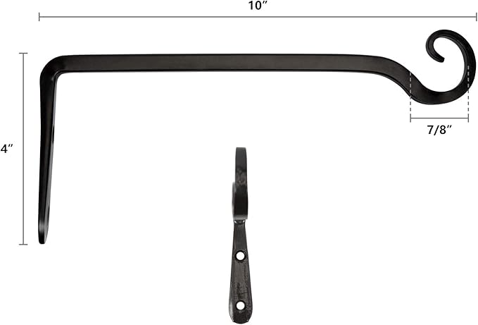 Mkono Hanging Plant Bracket 10 inch Metal Wall Plant Hook Decorative Plant Hanger for Bird Feeders, Planters, Lanterns, Wind Chimes, Home Decor Indoor Outdoor 2 Pack, Black