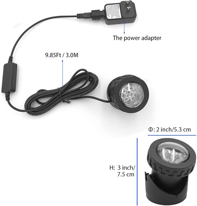 Colored Pond Lights with Timer, RGB Fountain Lights IP68 Waterproof Submersible Dimmable Outdoor Landscape Lights for Fish Tank Pond Fountain Garden, 1-Light