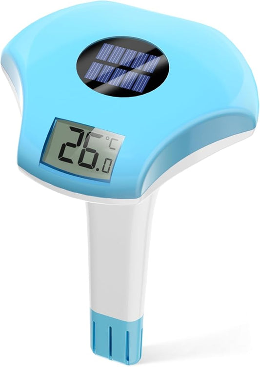 BALDR Pool Thermometer Floating Easy Read, IPX8 Waterproof, Solar Powered Digital Pool Thermometer with LCD Screen,Suitable for Swimming Pool/Hot Tub/Hot Spring/Aquarium (Blue)