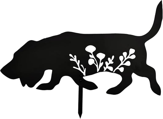 Basset Hound Metal Dog Stake Garden Garden Statue, Yard Decoration Art Lawn, Dog Gifts for Dog Lovers, Outdoor Home Decoration Metal Animal Statue