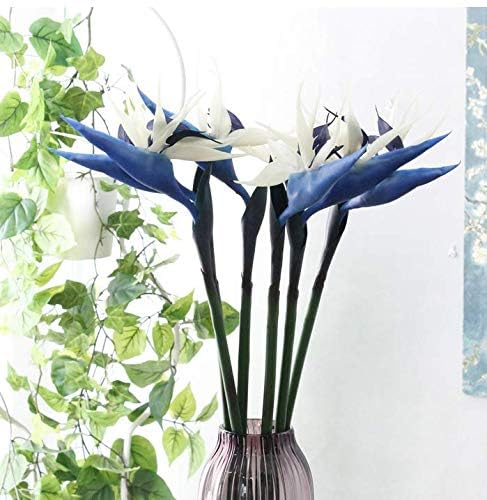 Large Bird of Paradise 32 Inch Permanent Flower,UV Resistant No Fade Flower Part is Made of Soft Rubber PU,Artificial Flower Plants for Home Office 2 Pcs (Blue)