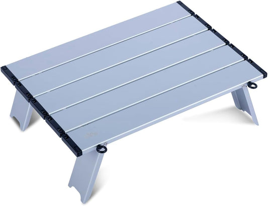 iClimb Ultralight Compact Mini Beach Picnic Folding Alu. Table with Carry Bag, Two Size (Silver - S)