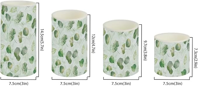 Flameless Candles Battery Powered LED Candles with Remote Timer Color Changing Control Long Lasting for Indoor Outdoor Home Decoration Set of 4, Green Leaf Lotus Leaf