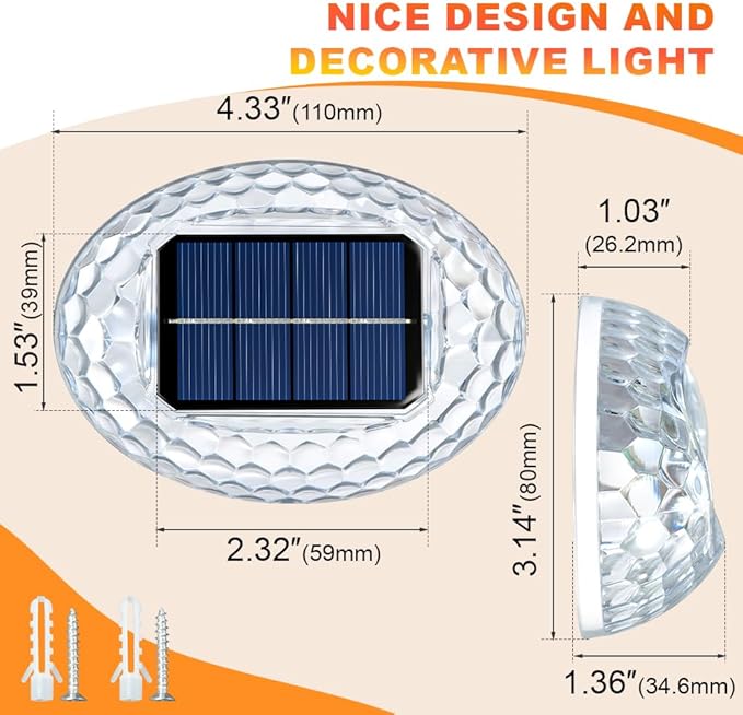 Solar Atmosphere Lights for Outside, IPX4 Waterproof Decor, Warm Light for Backyard/Railing/Step/Patio/Stair Railings and Wall (6 Pack)