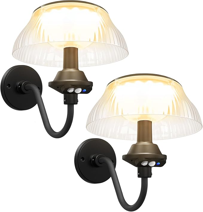 Aqonsie Solar Barn Lights Outdoor with 3 Lighting Modes & Motion Sensor, Attractive Solar Wall Lights Outdoor, Waterproof Outdoor Solar Light for Chicken coop, Barn, Shed, Garden, Porch, Yard, 2 Pack