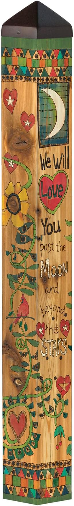 Studio M Art Pole, PVC Weather Resistant Pole with Vinyl Bowl 40 inches Tall Outdoor Decoration for Gardens, Patios, Yards, Landscaping and Birding Accessories, We Will Miss You