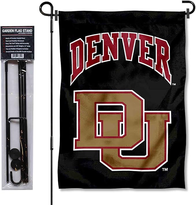 College Flags & Banners Co. Denver Pioneers Garden Flag with Pole Stand Holder