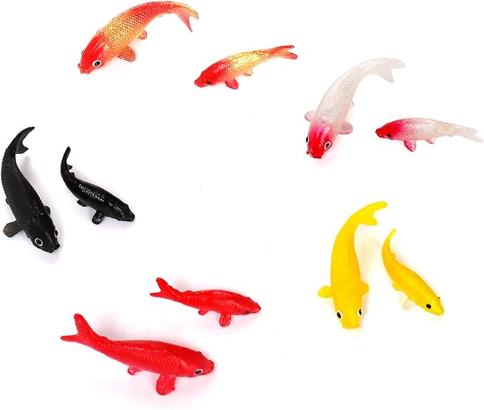 ZENFUN 50 Packs Mini Koi Fish, Cute Miniature Fish Fake Mini Fish Set, Plastic Small Koi Fish, Tiny Fish Model Bulk for Ornament Supplies, Cake Decoration, Fish Tank DIY, Fairy Garden Supplies