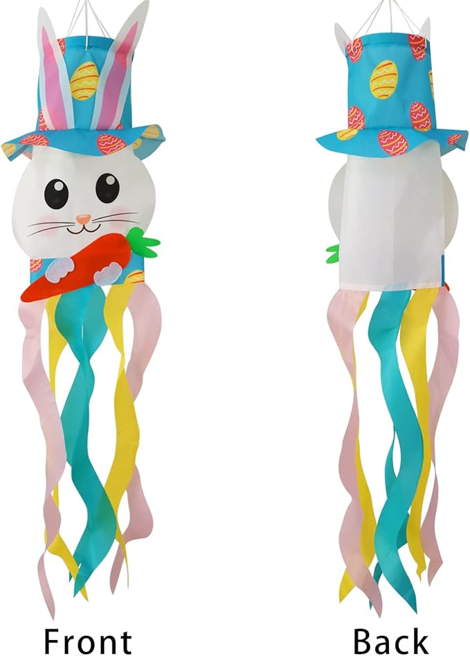 44 Inch Easter Windsock Bunny Wind Socks Outdoor Clearance Spring Windsocks for Yard and Garden Easter Decorations Outdoor