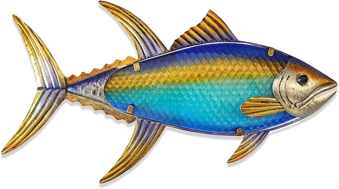 LIFFY Metal Fish Wall Decor Fish Metal Wall Art Hanging Metal Outdoor Wall Art for Outdoor Ocean Beach Sea Pool Decor