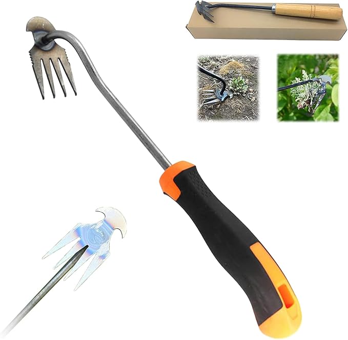 Weeding Artifact Uprooting Garden Weeding Tool, Upgraded Weed Removal Tool, Stainless Steel/Manganese Steel Weed Puller Manual Weeders for Home Gardening Yard Farmland (14in Manganese Steel Rubber)