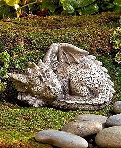 Sleeping Dragon Garden Outdoor Statue Adorable Mythical Creature Baby Sleeping Dragon