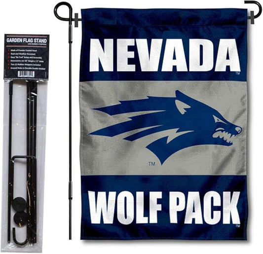 College Flags & Banners Co. Nevada Wolfpack Garden Flag with Pole Stand Holder