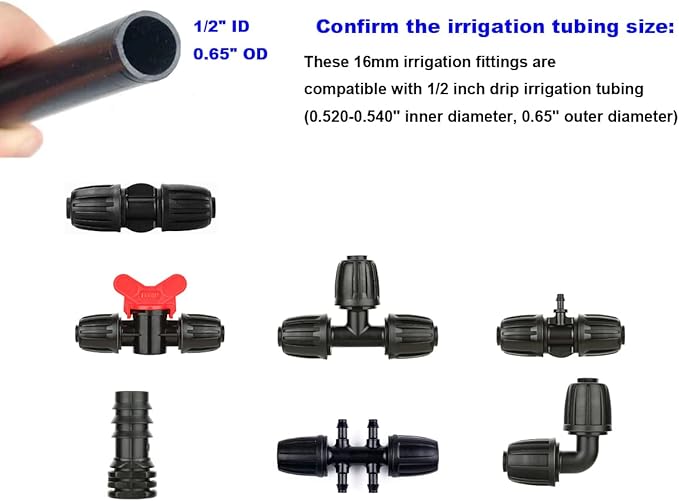 10pcs Drip Irrigation Tubing Fittings, In-Line Barbed Switch Valve For 1/2 Inch Drip Tubing(1/2" ID x 0.65" OD), Shut-Off/On Water Flow