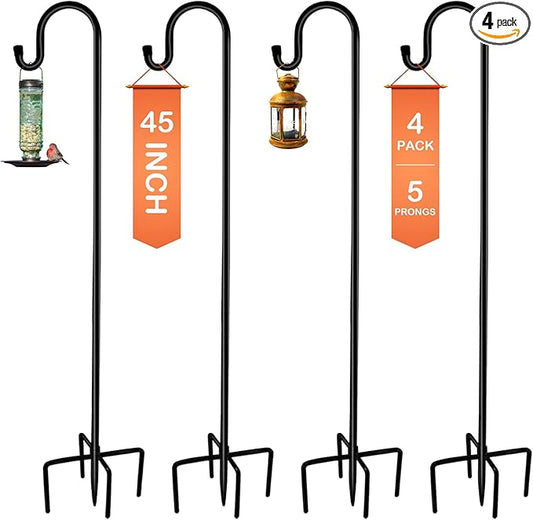 Ottsuls Shepherd-Hooks Adjustable for Bird-Feeder Lantern Plant-Hook Garden-Stake - Plant Stand Hanger for Outdoor Flower Basket, Bird Feeder Hanger Weddings Decor