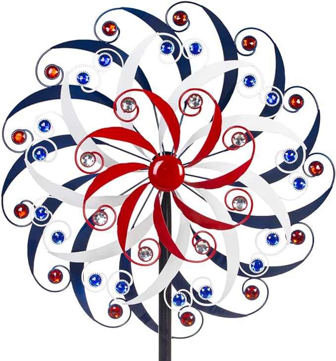 DREAMYSOUL Large Wind Spinners 20" Dia, Metal Patriotic Wind Sculpture Spinner Yard Art for Outdoor Garden Patio Decor