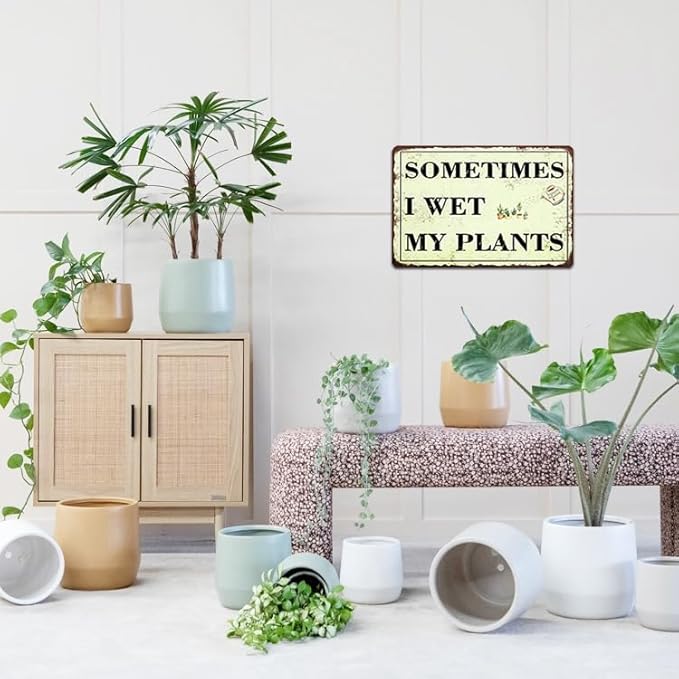 Artlunar Funny Garden Sign Outside Decor Gift For Gardener - I Wet My Plants, 12" x 8" (981)