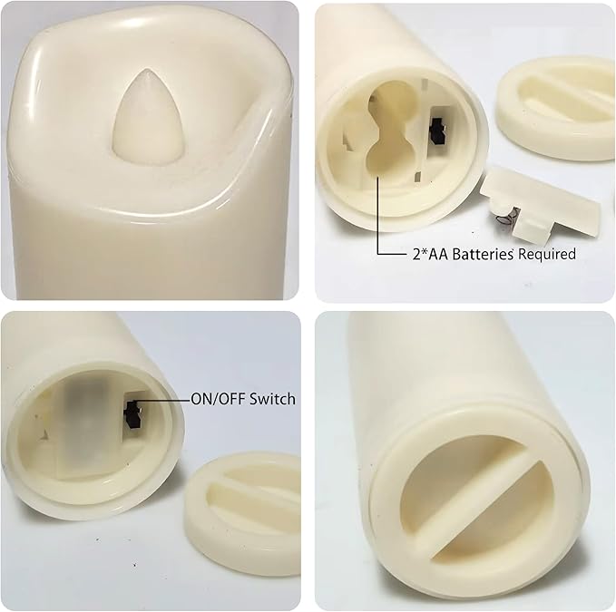 CANDLE CHOICE Waterproof Outdoor Battery Operated Flameless Candles with Auto Timer Flickering Plastic Resin Electric LED Slim Pillar Lights for Lantern Patio Garden Wedding Decorations 2”x6” 2 Pack