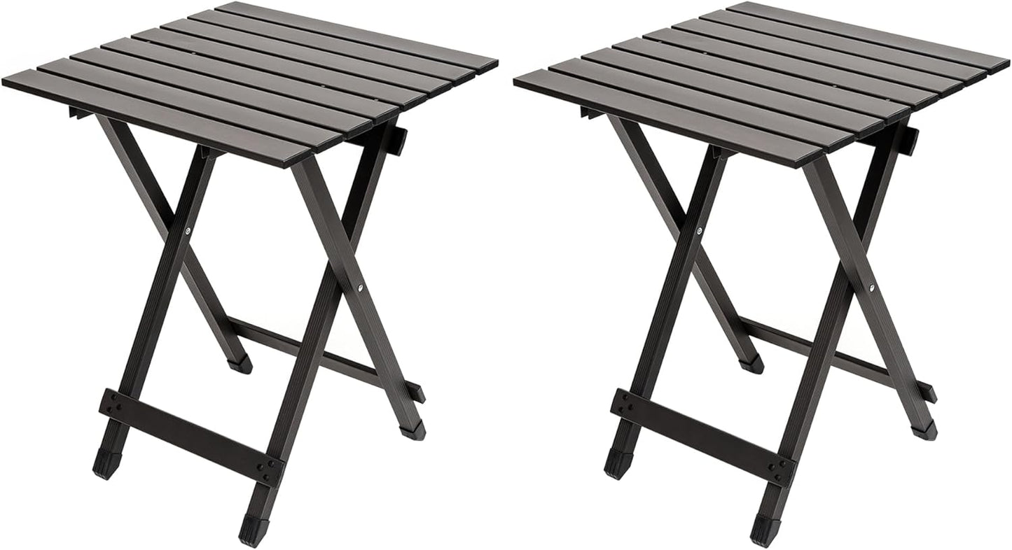 SUNNYFEEL Folding Camping Table - Lightweight Aluminum Portable Picnic Table, 18.5x18.5x24.5 Inch for Cooking, Beach, Hiking, Travel, Fishing, BBQ, Indoor Outdoor Small Foldable Camp Tables