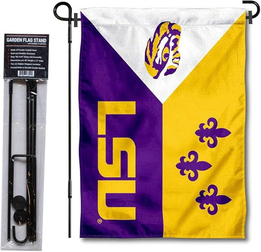 College Flags & Banners Co. Louisiana State LSU Tigers Acadian Garden Flag with Pole Stand Holder