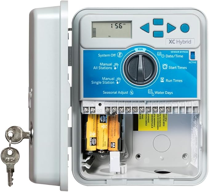 XC Hybrid Battery-Powered Irrigation Controller, 6-Station, Plastic Cabinet, Indoor/Outdoor