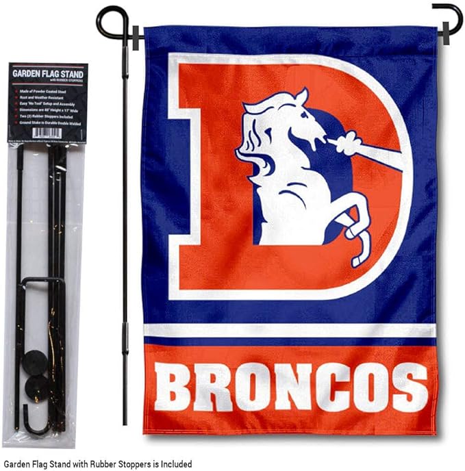 WinCraft Denver Broncos Throwback Garden Flag with Stand Holder
