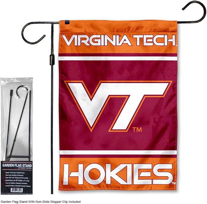 Virginia Tech Hokies Garden Banner Flag with Flag Pole Stand Set