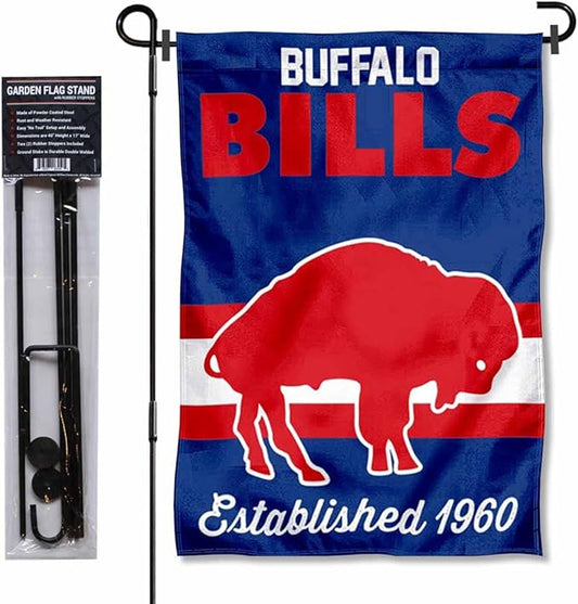 WinCraft Buffalo Bills Throwback Retro Vintage Garden Flag and Flagpole Mount