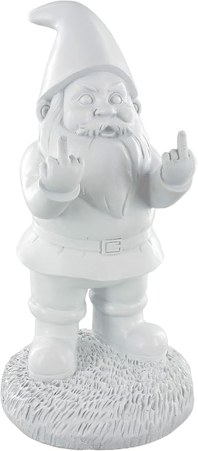 Gnometastic Gnude Gnomes - Middle Finger Unpainted Gnome, 12.5in, Paint Your Own Gnome - Funny Garden Gnomes to Paint for Adults, Polyresin Outdoor or Indoor