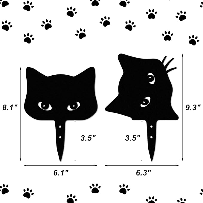 Qmetalart Black Cat Decorations Metal Garden Yard Art Decor Farmhouse Home Decor Outdoor Ornaments Décor Courtyard Lawn Gift Ideal for Cat Lovers Animal Silhouette Set of 2