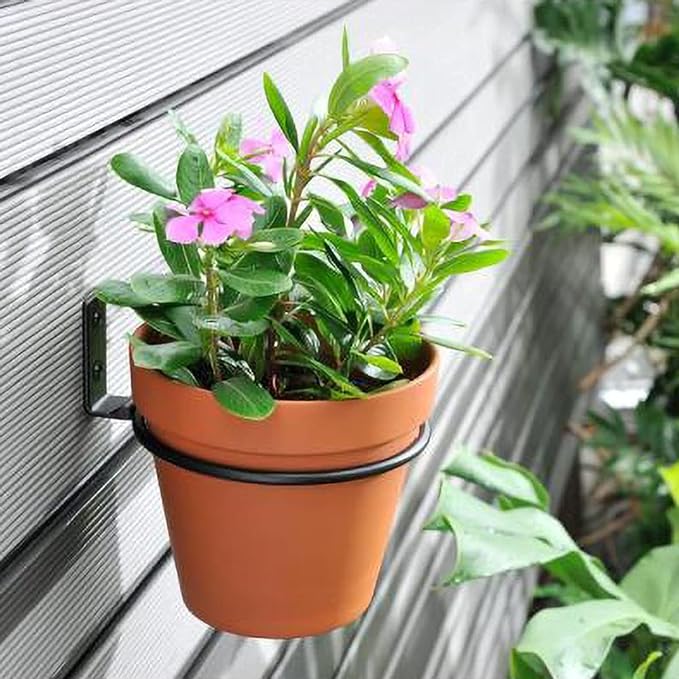6 Pack 6in Flower Pot Holder Ring Wall Mounted Metal Planter Hooks Hangers Wall Bracket Wall Planter Hook (6, 6")
