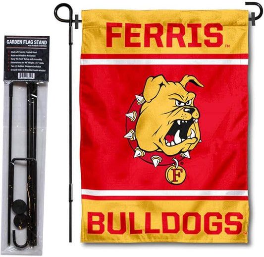 College Flags & Banners Co. Ferris State Bulldogs Garden Flag with Stand Holder