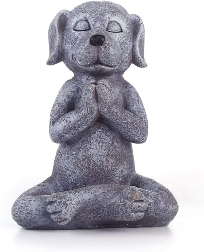 Meditating Dog Statue Buddha - Zen Dog - Namaste– Top Collection Tranquility and Peacefulness for Your Fairy Garden. 4¾ Inches Tall Miniature Gnome Figurine