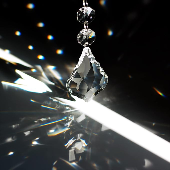 Maple Leaf 20pcs Crystal Chandelier Prisms Replacement Pendant Parts, 38mm Hanging Crystals Beads for Chandelier Wedding Decoration Clear