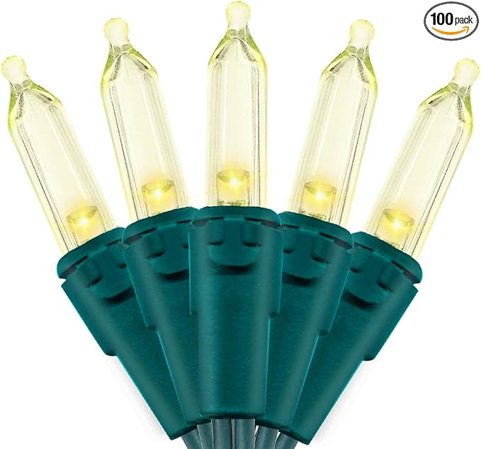 MULTI-SPARKING White Christmas LED Lights - 100 Count Warm White Holiday String Lights for Tree, Party, Wedding, Indoor and Outdoor Use, 33 Feet Green Wire, UL Certified, Connectable