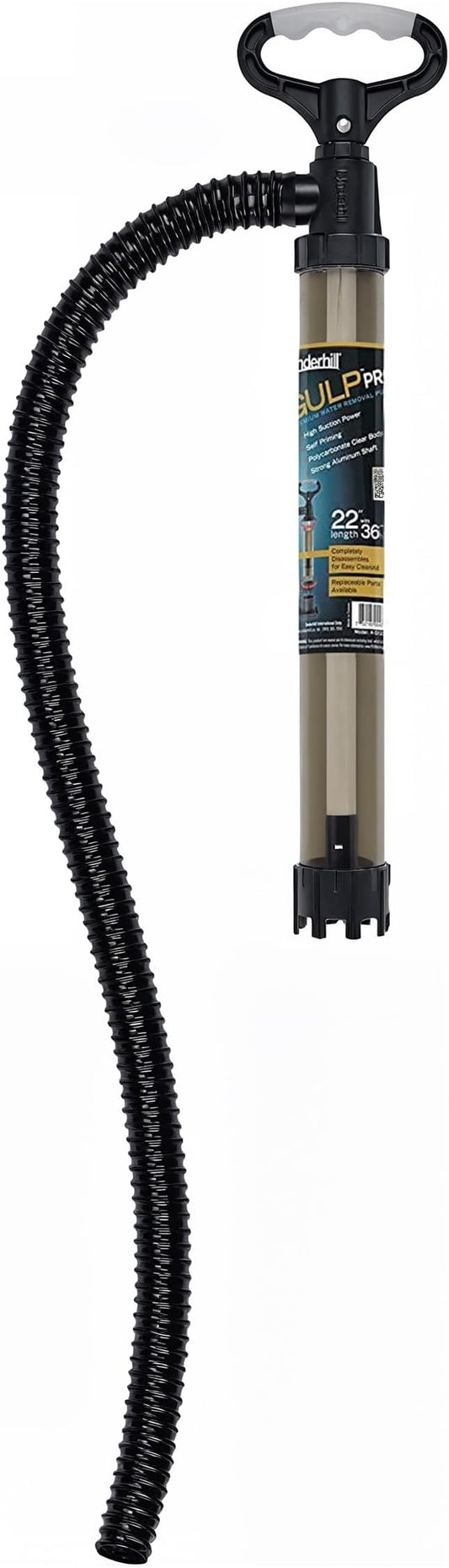 Underhill Gulp Pro Siphon Suction Water Pump 22 Inch Length with 36 Inch Outlet Hose, For Irrigation, Fluid Transfer, Water Removal, A-G1236-C