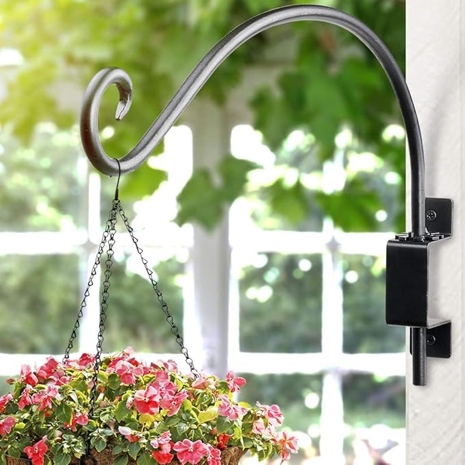 Swivel Bird Feeder Hanger Hook: Swivel Hanging Plant Bracket Outdoor - Wall Mount Swivel Hanging Hook for Bird Feeder 16Inch 2Packs