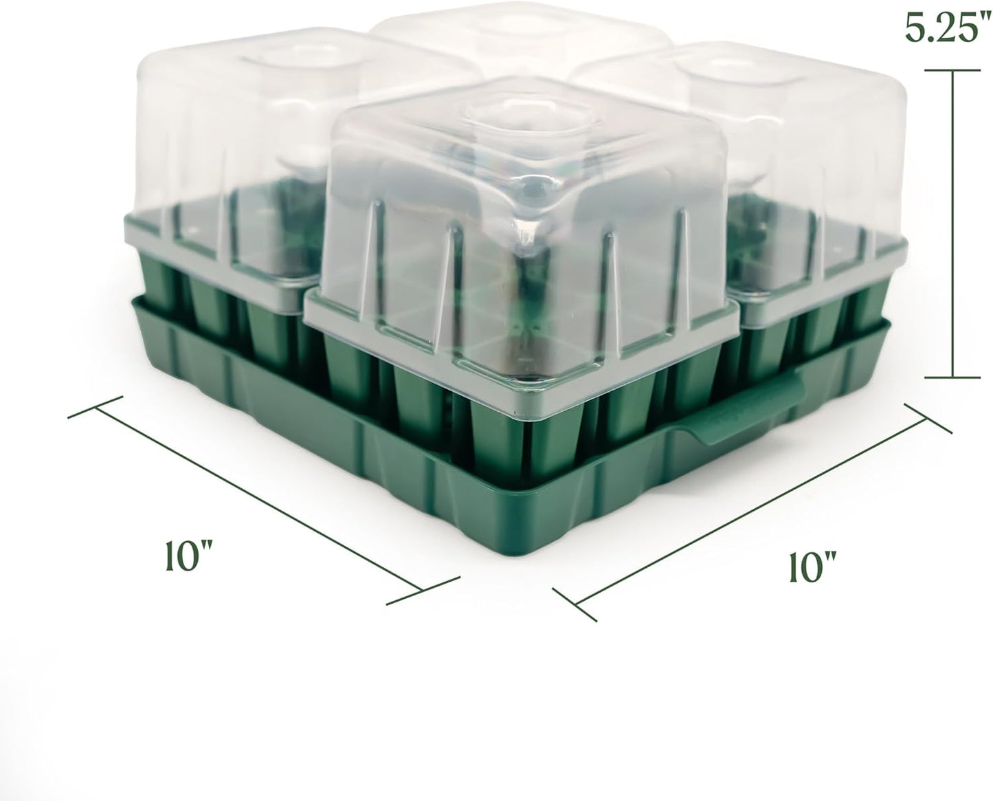 Vego garden Seedling Suite Products, 4 Pack Standard Seedling Trays with Seedling Tray Lids and 10" x 10" Bottom Watering Trays