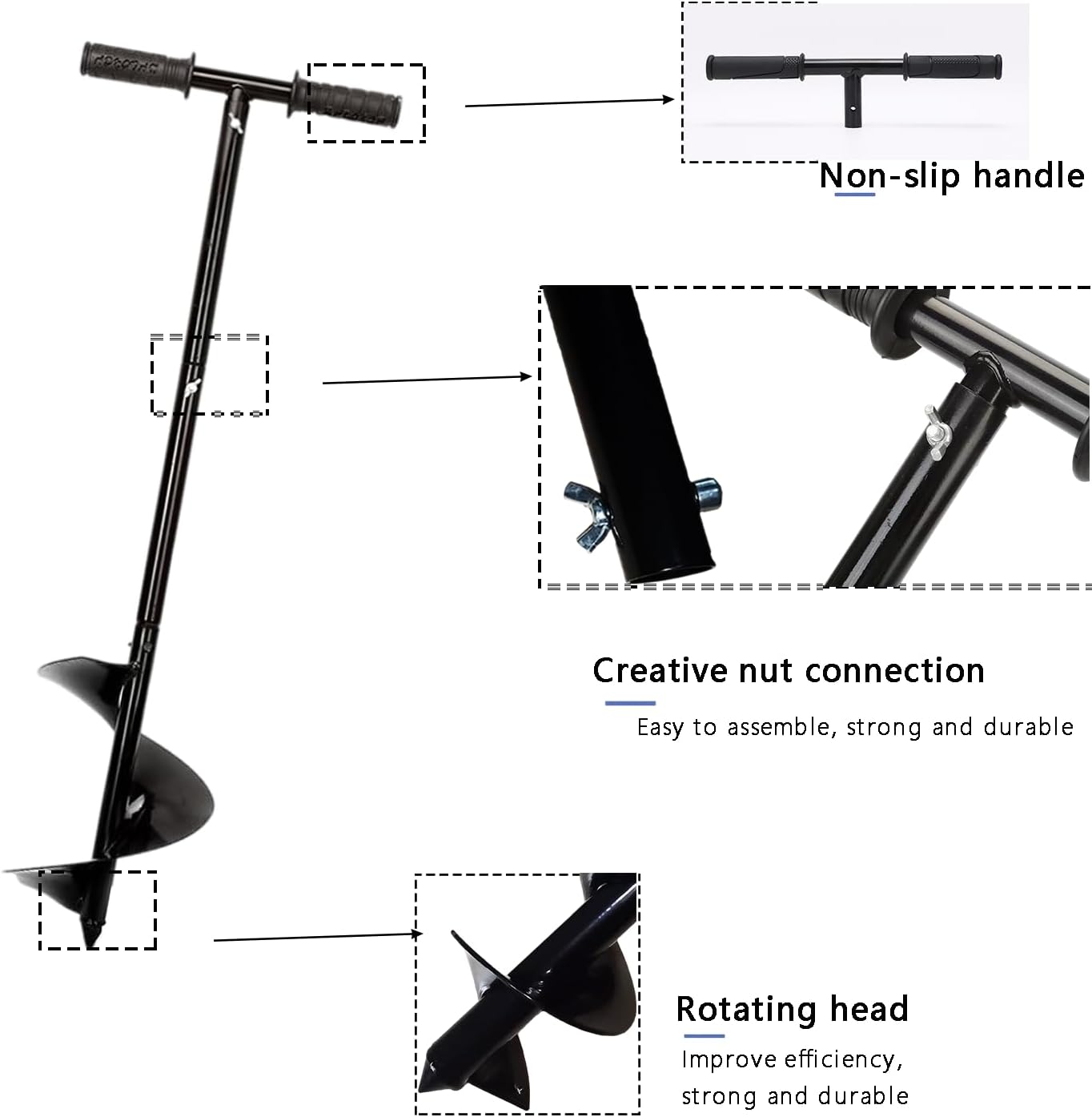 Compost Turning Tool Compost Stirring Tool,Compost Turning Bar 33.4inch,Manual Compost Aerator Tool Turner & Mixing Tool for Outdoor,Composting Accessories (Black-33.4IN)